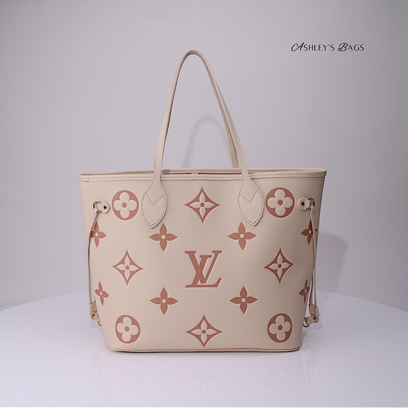 Louis Vuitton MM Neverfull Monogram Empreinte Giant In Crème Rose Trianon Pink - Picture 2 of 15